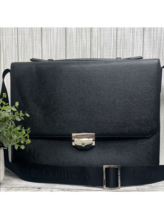 louis quatorze Other - Louis Quatorze Black Leather Messenger Bag Crossbody Briefcase Satchel Laptop Wo